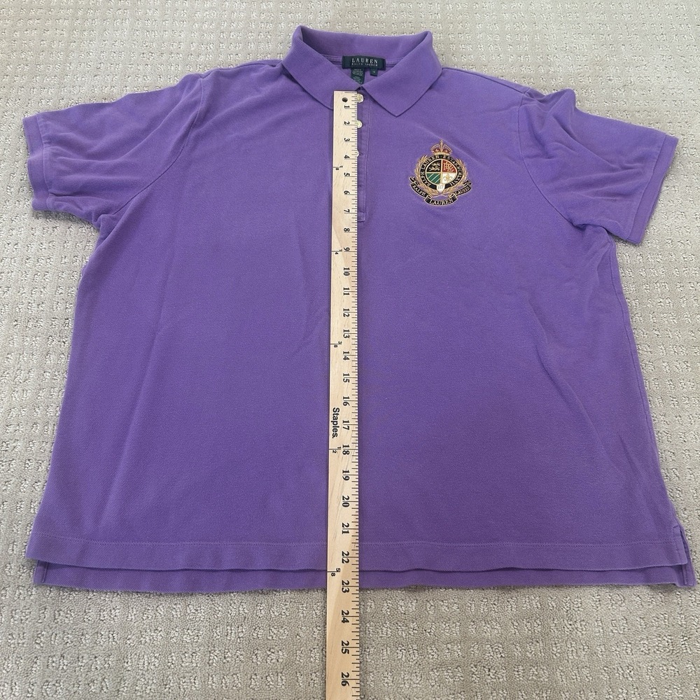 Ralph Lauren Women's Size XL Purple Polo Shirt Green Label Logo Button-Up - Picture 4 of 6